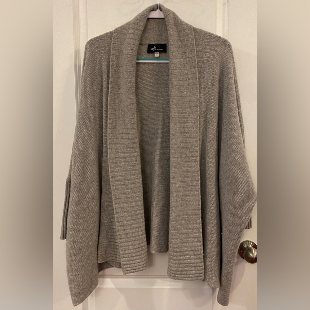 100% Cashmere Long Cardigan soft by naadam Sz XS/S Grey Oversized